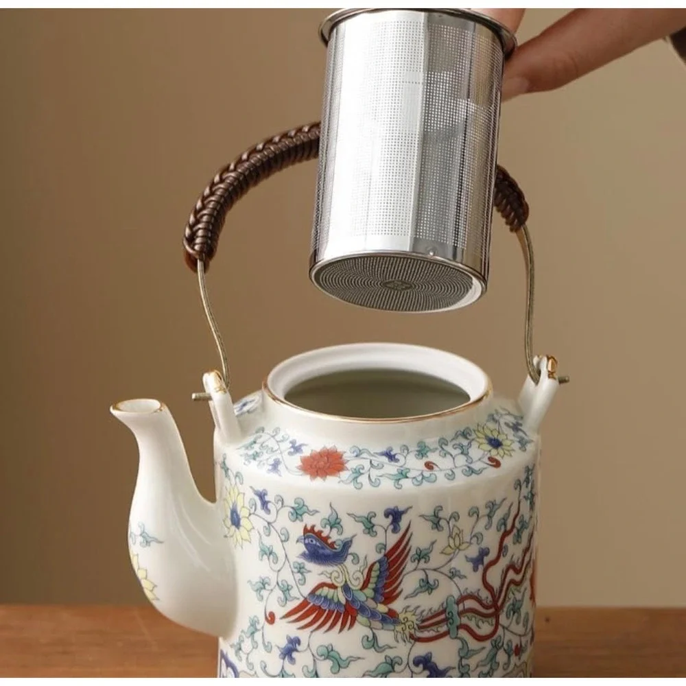 Fanquare Chinese Traditional Tea Set for 6 | Ceramic Teapot w 6 Tea Cups | New